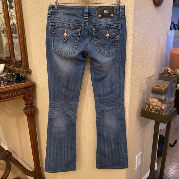 MISS ME Women Blue Signature Boot Rose Gold Buttons Jeans Size 28 - Picture 2 of 10